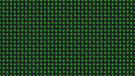 Loopable-abstract-animated-background-with-small-rotating-triangles-and-zig-zagging-lines-tiled-on-a-dark-grey-background-in-bright-green-color-scheme