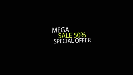 Schwarzer-Bildschirm,-Text-Mega-Sale-Fünfzig-Prozent