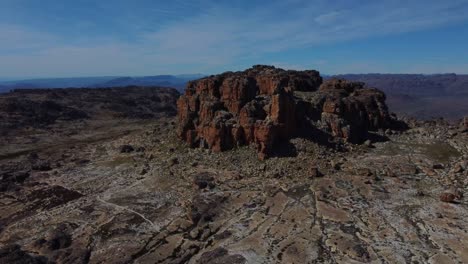 Drone-shot-of-Cederberg-near-Cape-Town---drone-is-circling-around-a-huge-rock-formation