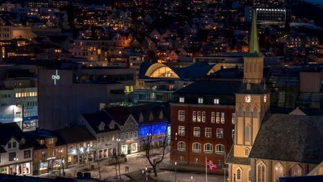 Time-lapse-of-Tromso-city-at-night-with-lots-of-activity-and-movement
