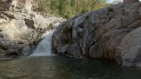 Scenic-View-Of-A-Small-Waterfall-In-Yelapa-Mountain-Hike-Near-Cabo-Corrientes,-Jalisco,-Mexico