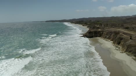 Tropical-Beach-Coastline-of-Jalisco,-Mexico---Aerial-Establishing-View