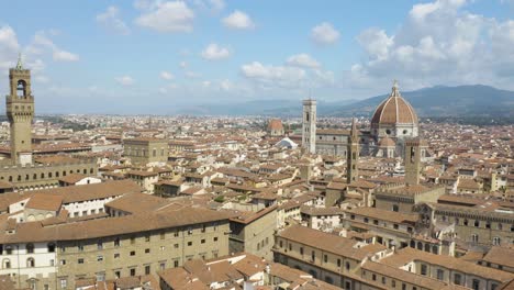 Aerial-Pullback-away-from-Florence-City-Centre-on-Beautiful-Summer-Day