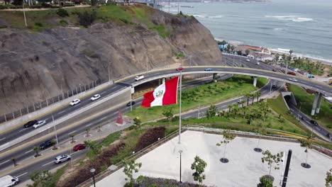 Drone-footage-of-a-park-called-"Parque-Bicentenario"-in-Miraflores-district-of-Lima,-Peru