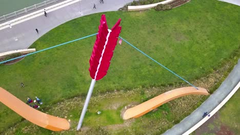 Aerial-view-approaching-the-Cupid's-Span,-in-San-Francisco,-USA---high-angle,-drone-shot