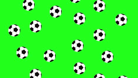 Balones-De-Fútbol-Cayendo-A-Través-De-La-Pantalla-Verde