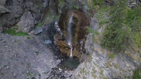 Waterfall-in-Valbona-valley-park,-top-destination-by-tourists-hiking-and-climbing-on-Alps-of-Albania