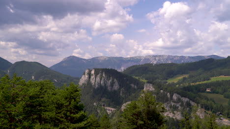 Wide-open-calm-view-of-Stunning-mountain-landscape-in-Europe-on-clear-day