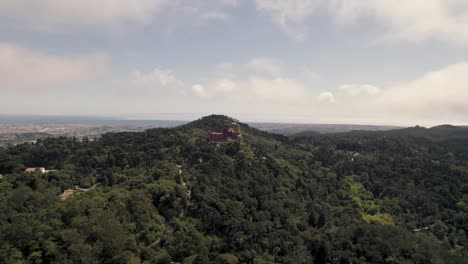 Scenic-aerial-view-of-Sintra-Natural-Park,-Portugal