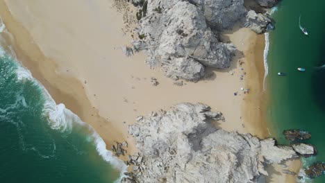 Aerial:-top-down-shot-of-beautiful-Cabo-San-Lucas-loversbeach-in-Mexico