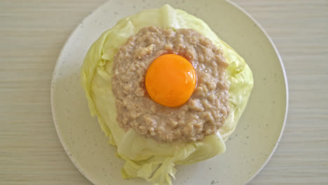 homemade-steamed-cabbage-stuffed-minced-pork-and-egg-yolk