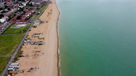 4K-high-altitude-drone-video-of-Deal-beach-in-Kent-heading-towards-Sandwich-Bay