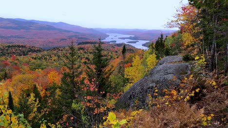 overlooking-a-mountain-range-with-a-large-lake-and-native-forest-with-multi-colored-leaves-below