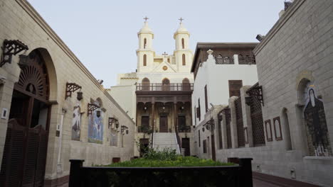 Hanging-Church,-oldest-coptic-christian-church-in-Cairo-Egypt,-slow-motion