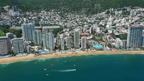 Aerial-hyper-lapse-of-beautiful-Mexico-City-Beach-establishing-shot-at-day