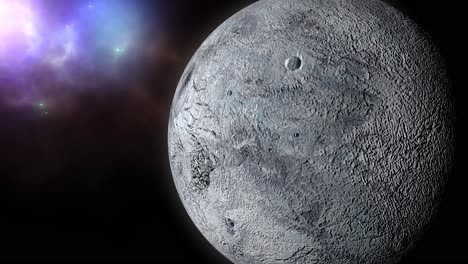 4k-Planet-Eris-Mit-Nebel-Bewölkt-Hintergrund-Im-Weltraum,-Das-Universum