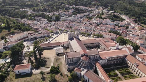 Alcobaca-Monastery,-Catholic-monastic-complex-and-UNESCO's-World-Heritage-Site,-aerial-view