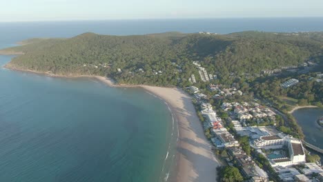 Beautiful-aerial-shot-of-Noosa-Headland-and-main-Beach,-Noosa-Heads,-Queensland,-Australia