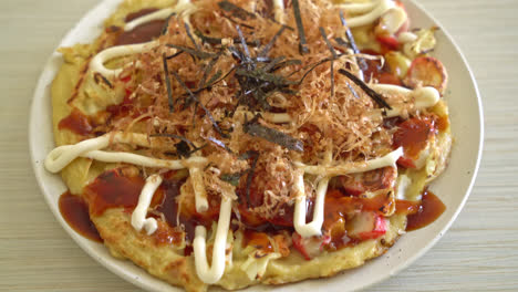 Pizza-Tradicional-Japonesa-Que-Se-Llama-Okonomiyaki---Estilo-De-Comida-Japonesa