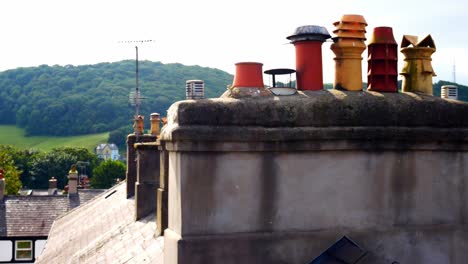 Tiled-Victorian-property-rooftop-chimney-smoke-stacks-Conwy-town-northwest-Wales