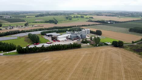 Aerial-View-Of-Farm-Facility-Surrounded-By-Ploughed-Fields-Between-Wingham-to-Aylesham