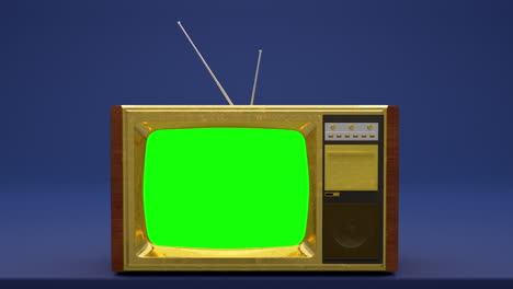 Old-Gold-TV-Turn-ON-and-OFF-with-glitch-and-bad-signal-Green-Screen-4k