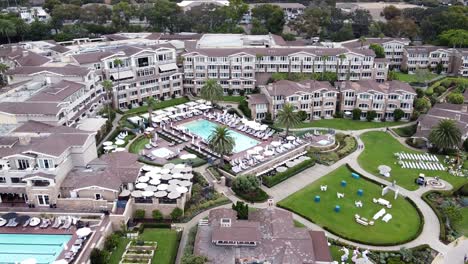 Super-wide-drone-shot-circling-The-Montage-resort-on-Laguna-Beach