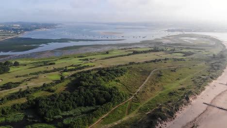 Aerial-Across-Dawlish-Warren-Golf-Course-and-River-Exe-estuary