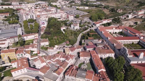 Portugal,-Alcobaca-city-and-monastery-during-day