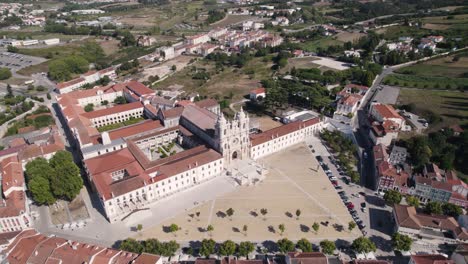 Monastery-of-Alcobaça,-the-church-in-primitive-Gothic-style,-built-in-Portugal-during-the-Middle-Ages