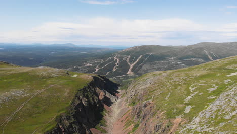 Aerial-shot-of-a-beautifully-remote-and-vast-mountain-landscape-in-Sweden