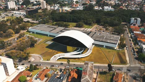 Modern-museum-Oscar-Niemeyer-located-in-Curitiba,-Paraná,-Brazil