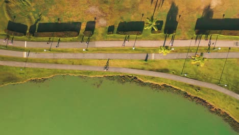 Luftaufnahme-Von-Menschen,-Die-Im-Parque-Barigui,-Curitiba,-Paraná,-Brasilien-Trainieren