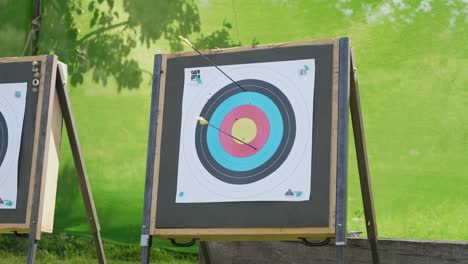 Arrow-hitting-target---close-up-archery