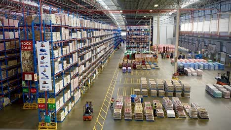 Large-food-distribution-warehouse-workers-forklifts-moving-bulk-product