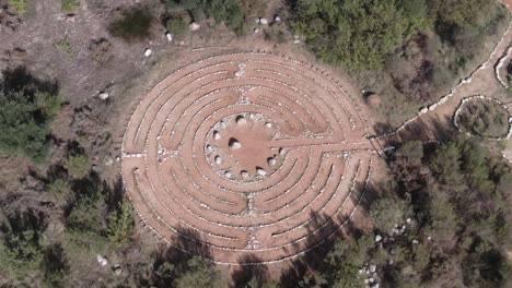 Labyrinth-With-Stones-At-Jan-Marais-Nature-Reserve-In-Stellenbosch,-South-Africa