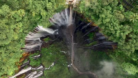View-from-above,-amazing-aerial-view-of-the-Tumpak-Sewu-Waterfalls-Coban-Sewu
