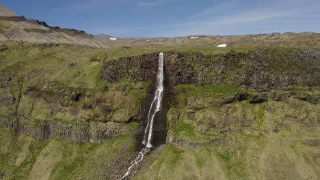 Picturesque-Waterfall-on-Iceland-Cliff-on-Snaefellsnes-Peninsula---Aerial