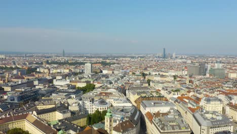 Aerial-Pullback-Above-Austria's-Capital-City,-Vienna.-Summer