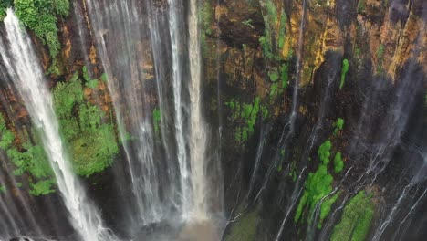 View-from-above,-stunning-aerial-footage-of-the-Tumpak-Sewu-Waterfalls-Coban-Sewu