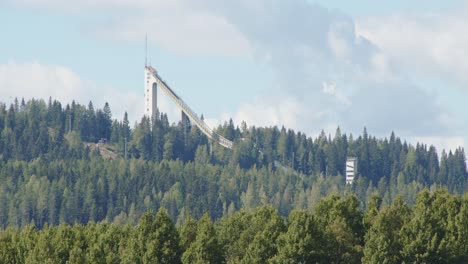 Ski-slope-in-forest-landscape-in-Jyväskylä,-Finland