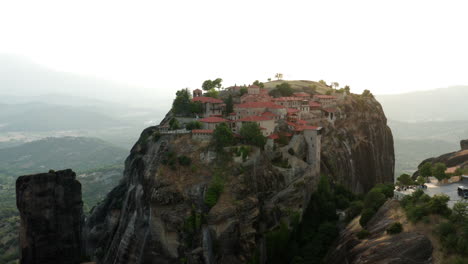 Largest-Monastery-On-Rocky-Outcrop---Holy-Monastery-Of-Great-Meteoron-On-Sunset-In-Meteora-Greece