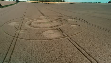 Swarraton-barley-field-geometric-ufo-crop-circle-pattern-aerial-view-low-passing-fly-over