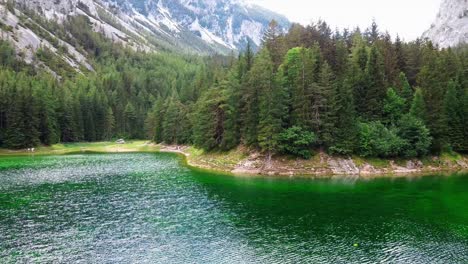 Areal---Lago-Verde-Styria-Austria---Movimiento-Hacia-Adelante,-Plano-General