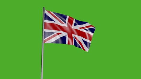 Waving-Great-Britain-flag-isolated-on-green-screen-background