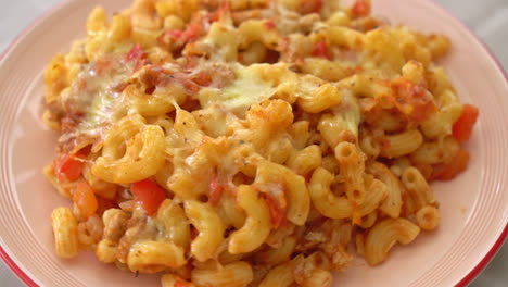 homemade-baked-macaroni-bolognese-with-cheese---Italian-food-style