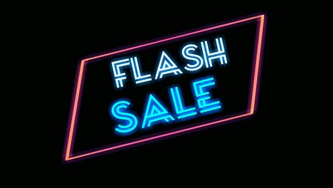 Flash-sale-neon-sign-text-digital-animation-in-rectangle-border