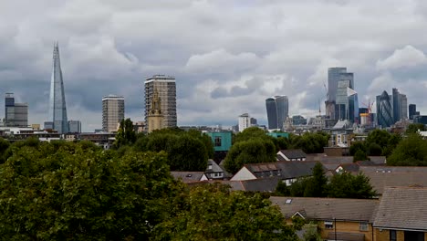 View-Of-Central-London-From-The-Former-Peek-Frean's-Biscuit-Factory-In-Bermondsey,-London---timelapse