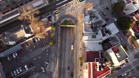 Aerial-top-down-view-of-underground-tunnels-in-Buenos-Aires-City