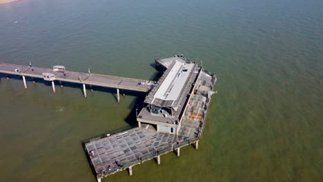Aerial-Going-Over-End-Of-Deal-Pier-In-Kent